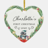 Baby's First Christmas - Rustikaler Kleider & Ping Keramik Ornament (Vorne)