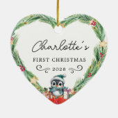 Baby's First Christmas - Rustikaler Kleider & Ping Keramik Ornament (Hinten)