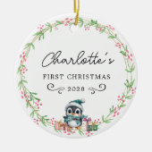 Baby's First Christmas - Rustikaler Kleider & Ping Keramik Ornament (Vorne)