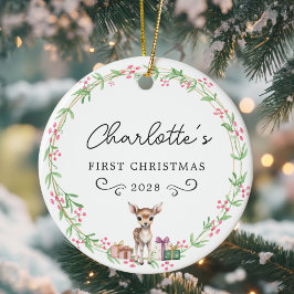 Baby's First Christmas - Rustikaler Kleider & Rent Keramik Ornament