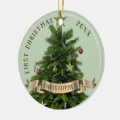 Baby's First Christmas Sage Green Ceramic Ornament (Links)