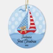 Baby's First Christmas Sailboat Foto Keramik Ornament (Links)