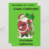 Baby's First Christmas Santa Tree Animals Green Einladung (Vorne/Hinten)