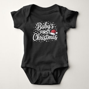 Baby's First Christmas Schriftzug mit Santa-Hut Baby Strampler