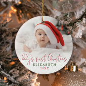 Baby's First Christmas Script Foto Keepake Keramik Ornament