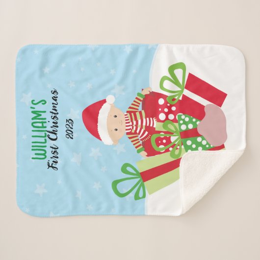 🎄 Baby's First Christmas Sherpadecke (Vorderseite (Horizontal))