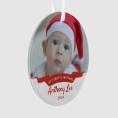 Baby's First Christmas Simple Foto Banner Ornament (Vorderseite)