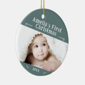 Baby's First Christmas Simple Foto Keepake Keramik Ornament (Rechts)