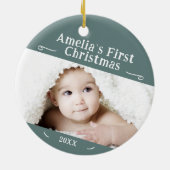 Baby's First Christmas Simple Foto Keepake Keramik Ornament (Hinten)