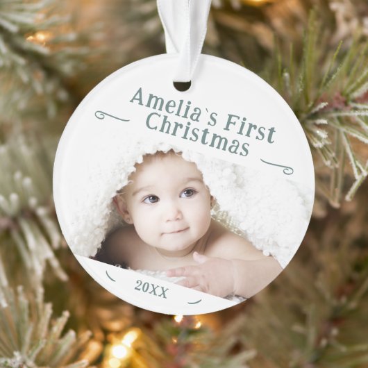 Baby's First Christmas Simple Foto Keepake Ornament (Baum)