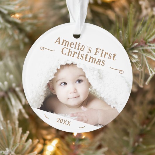 Baby's First Christmas Simple Foto Keepake Ornament (Baum)