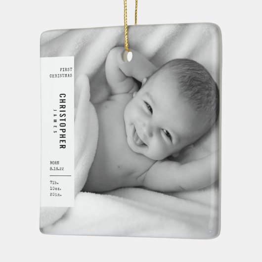 Baby's First Christmas Simple Modern Foto Keramik Keramikornament (Links)