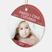 Baby's First Christmas Simple Red Foto Keepake Keramik Ornament (Links)