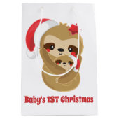 Baby's First Christmas Sloth - Nachricht Mittlere Geschenktüte (Vorderseite)