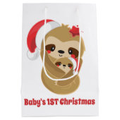 Baby's First Christmas Sloth - Nachricht Mittlere Geschenktüte (Rückseite)