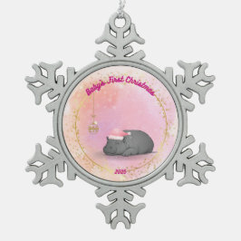 Baby's First Christmas Snowflake 2025 - Hippo Schneeflocken Zinn-Ornament
