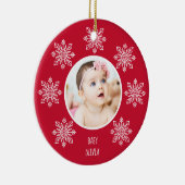 Baby's First Christmas Snowflake Frame 2 Foto Keramik Ornament (Rechts)
