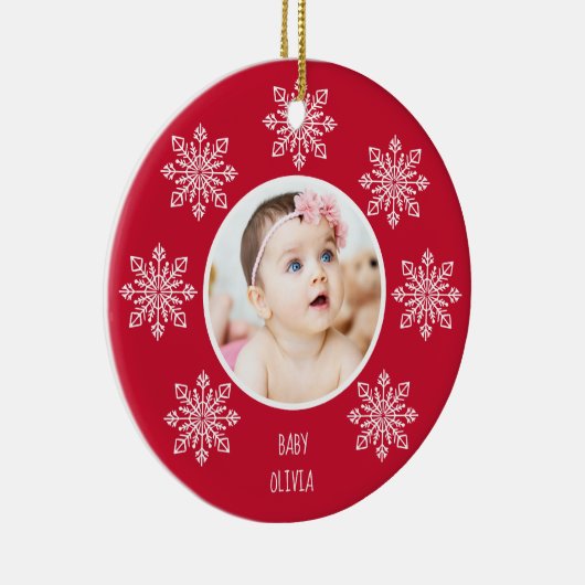 Baby's First Christmas Snowflake Frame 2 Foto Keramik Ornament (Rechts)