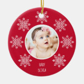 Baby's First Christmas Snowflake Frame 2 Foto Keramik Ornament (Vorne)