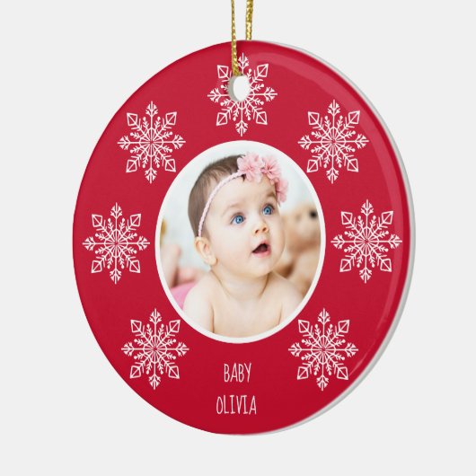 Baby's First Christmas Snowflake Frame 2 Foto Keramik Ornament (Links)
