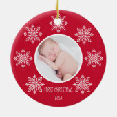Baby's First Christmas Snowflake Frame 2 Foto Keramik Ornament (Hinten)