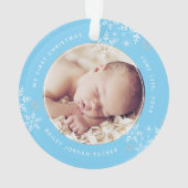 Baby's First Christmas Snowflakes Baby Boy Blue Ornament (Rückseite)