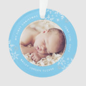 Baby's First Christmas Snowflakes Baby Boy Blue Ornament (Vorderseite)