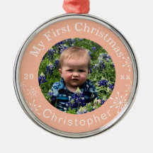 Baby's First Christmas Snowflakes Blush Custom