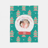 Baby's First Christmas Snowglobe Snowflakes Tree Fleecedecke (Vorderseite)