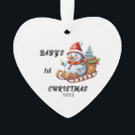 Baby's First Christmas Snowman Akrylus Ornament<br><div class="desc">Baby's First Christmas Snowman Sleigh Ornament,  Kann mit dem Namen des Babys,  Jahr der Weihnachten und Jahr personalisiert werden.</div>