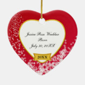 Baby's First Christmas Snowy Red Foto Keramikornament (Hinten)