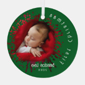 Baby's First Christmas Splatter Pattern Ornament Aus Glas (Rückseite)