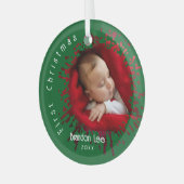 Baby's First Christmas Splatter Pattern Ornament Aus Glas (Vorderseite links)
