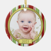 Baby's First Christmas Stripes Music Ornament (Vorne)