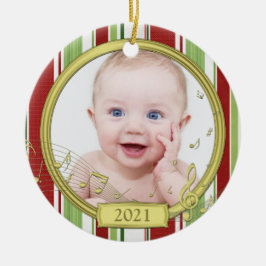 Baby's First Christmas Stripes Music Ornament