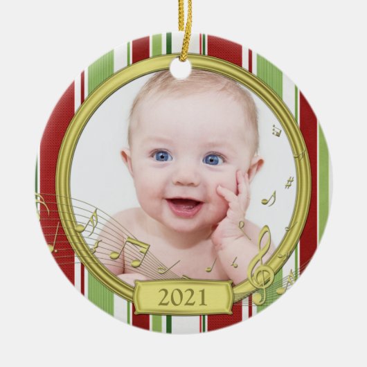 Baby's First Christmas Stripes Music Ornament (Vorne)