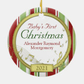 Baby's First Christmas Stripes Music Ornament (Hinten)
