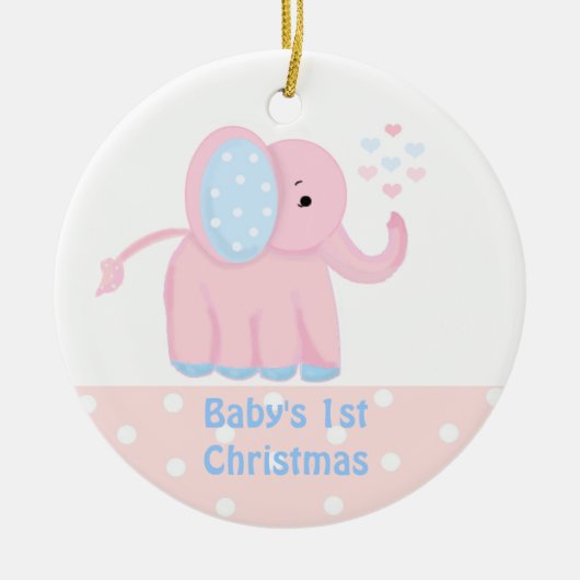 Baby's First Christmas Sweet Pink Elephant Keramik Ornament (Vorne)