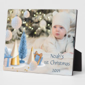 Baby's First Christmas Tabletop Plaque mit Easel Fotoplatte (Seite)