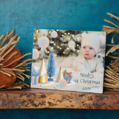 Baby's First Christmas Tabletop Plaque mit Easel Fotoplatte (Seite)