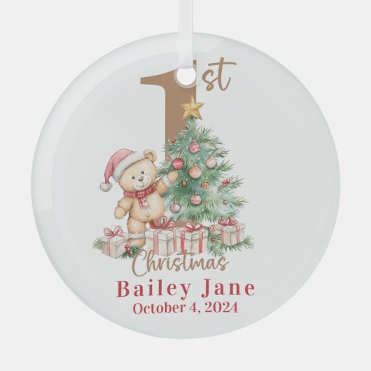 Baby's First Christmas Teddy Bär Ornament Aus Glas (Vorderseite)