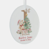 Baby's First Christmas Teddy Bär Ornament Aus Glas (Vorderseite Rechts)