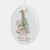 Baby's First Christmas Teddy Bär Ornament Aus Glas (Vorderseite links)