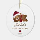 Baby's First Christmas Teddy Bear2 Sided Foto Keramik Ornament (Links)