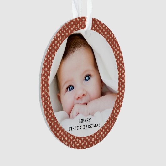 Baby's First Christmas Terracotta Photo Keepsake Ornament (Vorderseite)