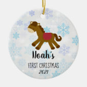 Baby's First Christmas Toy Horse Custom Keramik Ornament (Vorne)