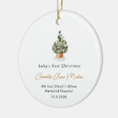 Baby's First Christmas Tree Birth Stats Foto Keramik Ornament (Links)
