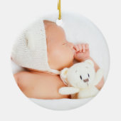 Baby's First Christmas Tree Birth Stats Foto Keramik Ornament (Hinten)