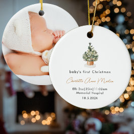 Baby's First Christmas Tree Birth Stats Foto Keramik Ornament