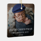 Baby's First Christmas Two Foto Neugeborene Niedli Keramikornament (Rechts)